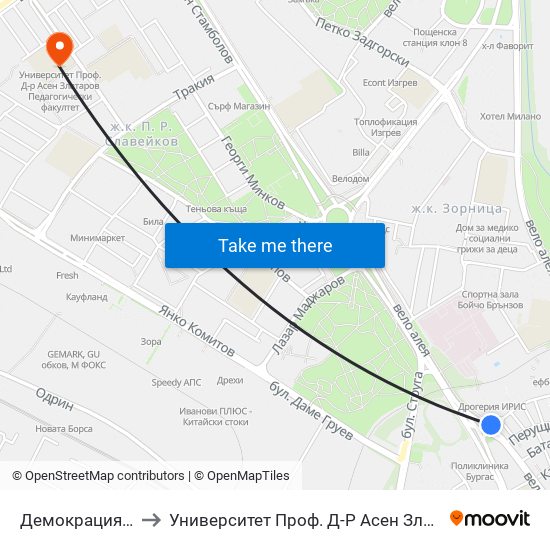 Демокрация / Demokratsia to Университет Проф. Д-Р Асен Златаров Педагогически Факултет map