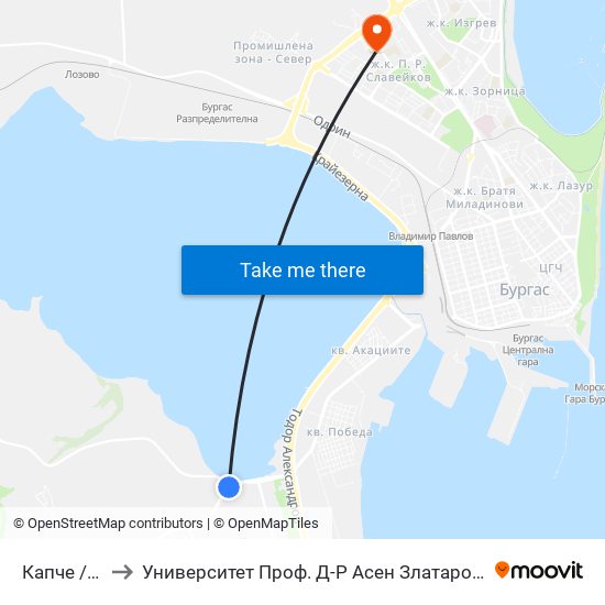 Капче / Kapche to Университет Проф. Д-Р Асен Златаров Педагогически Факултет map