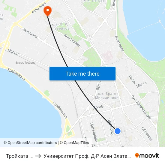 Тройката / Troykata to Университет Проф. Д-Р Асен Златаров Педагогически Факултет map
