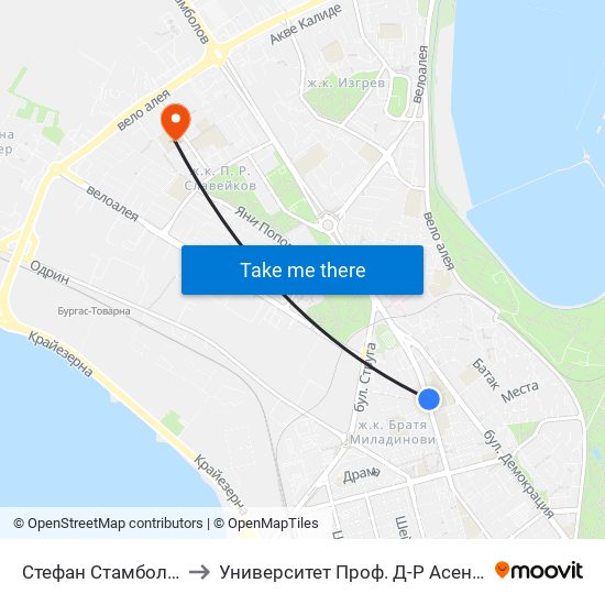 Стефан Стамболов / Stefan Stambolov to Университет Проф. Д-Р Асен Златаров Педагогически Факултет map