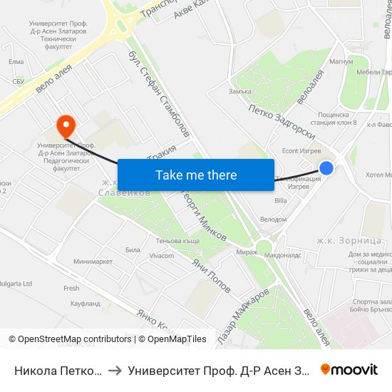 Никола Петков / Nikola Petkov to Университет Проф. Д-Р Асен Златаров Педагогически Факултет map