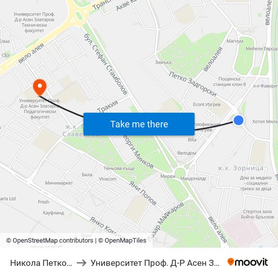 Никола Петков / Nikola Petkov to Университет Проф. Д-Р Асен Златаров Педагогически Факултет map