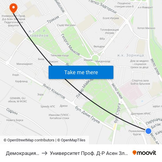 Демокрация / Demokratsia to Университет Проф. Д-Р Асен Златаров Педагогически Факултет map