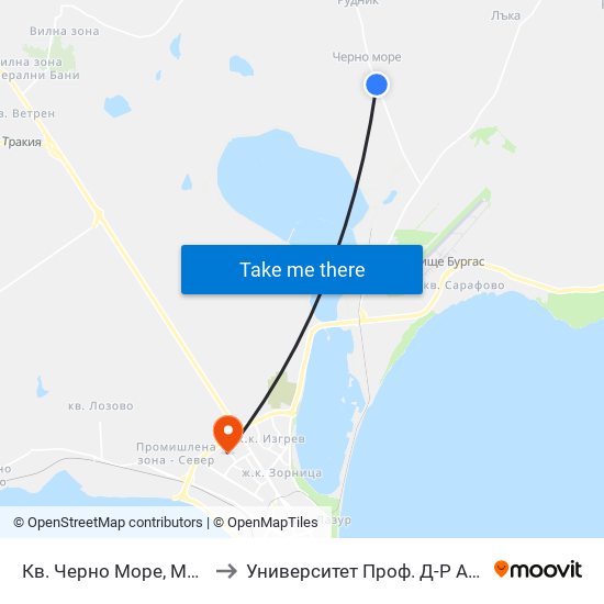 Кв. Черно Море, Морава / Cherno More Qr, Morava to Университет Проф. Д-Р Асен Златаров Педагогически Факултет map