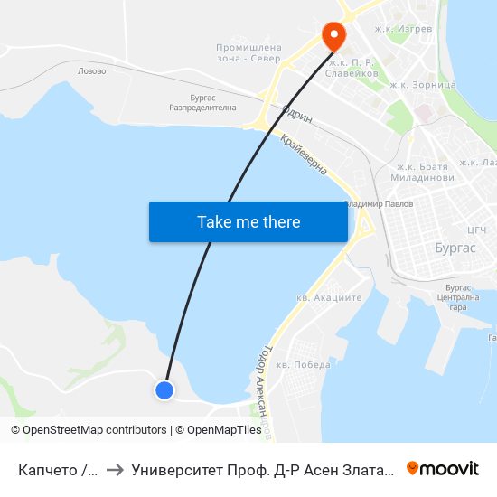 Капчето / Kapcheto to Университет Проф. Д-Р Асен Златаров Педагогически Факултет map