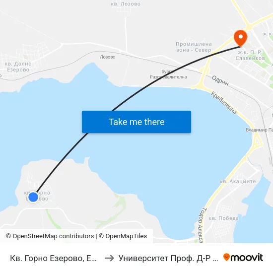 Кв. Горно Езерово, Еделвайс / Gorno Ezerovo Qr, Edelweiss to Университет Проф. Д-Р Асен Златаров Педагогически Факултет map