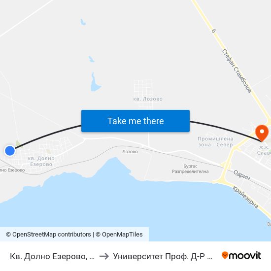 Кв. Долно Езерово, Алабин / Dolno Ezerovo Qr, Alabin to Университет Проф. Д-Р Асен Златаров Педагогически Факултет map