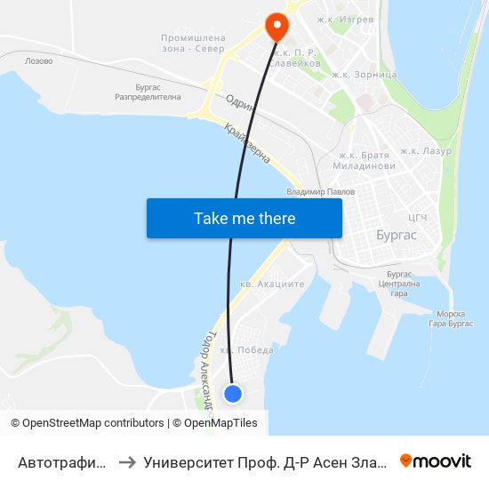 Автотрафик / Autotraffic to Университет Проф. Д-Р Асен Златаров Педагогически Факултет map