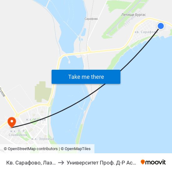 Кв. Сарафово, Лазурна / Sarafovo Qr, Lazurna to Университет Проф. Д-Р Асен Златаров Педагогически Факултет map