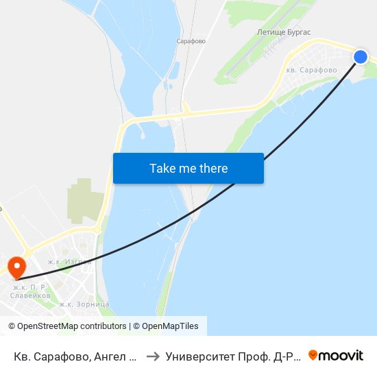 Кв. Сарафово, Ангел Димитров / Sarafovo Qr, Angel Dimitrov to Университет Проф. Д-Р Асен Златаров Педагогически Факултет map