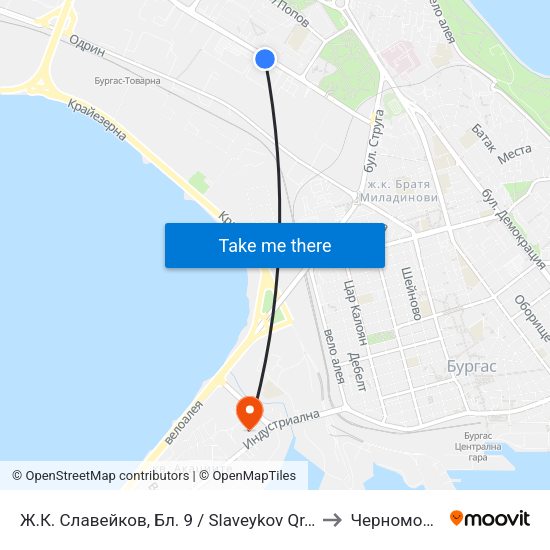 Ж.К. Славейков, Бл. 9 / Slaveykov Qr, Bl. 9 to Черноморец map