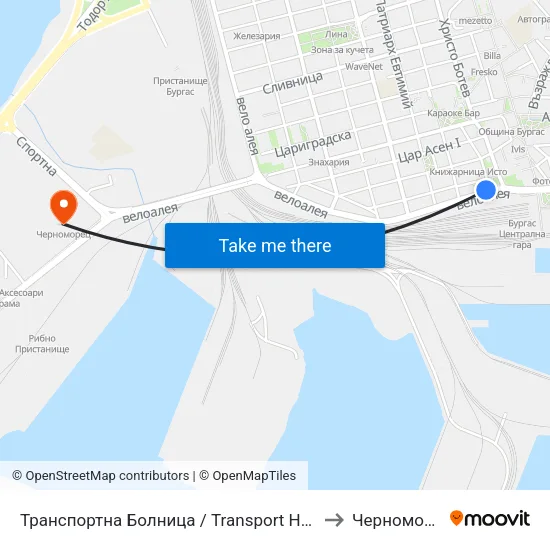 Транспортна Болница / Transport Hospital to Черноморец map