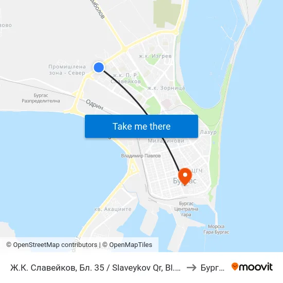 Ж.К. Славейков, Бл. 35 / Slaveykov Qr, Bl. 35 to Бургас map
