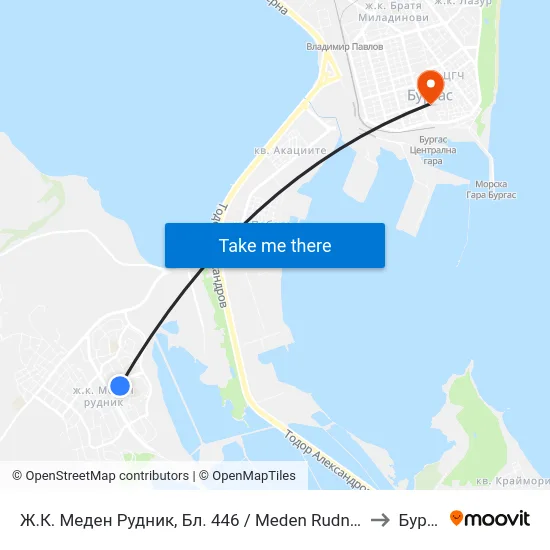 Ж.К. Меден Рудник, Бл. 446 / Meden Rudnik Qr, Bl. 446 to Бургас map