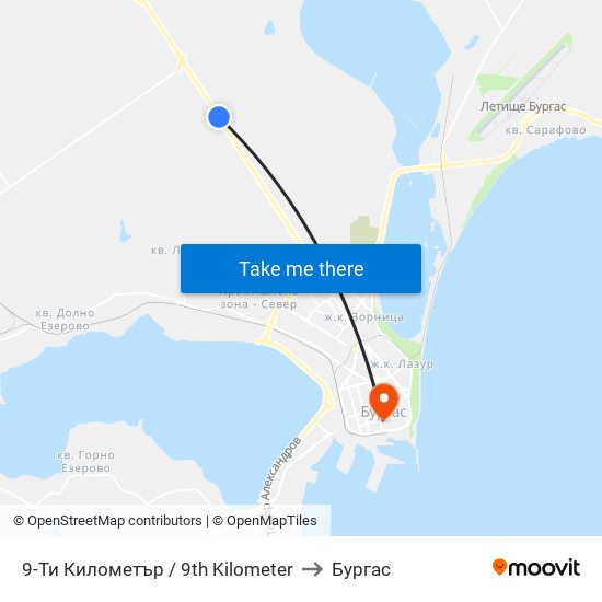 9-Ти Километър / 9th Kilometer to Бургас map