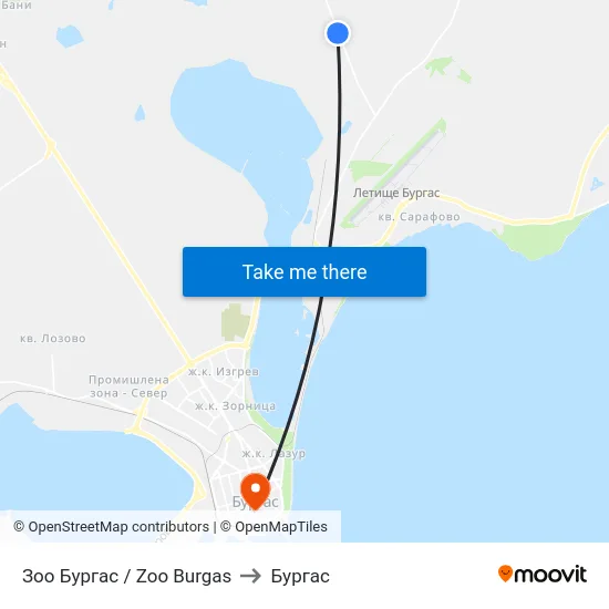 Зоо Бургас / Zoo Burgas to Бургас map