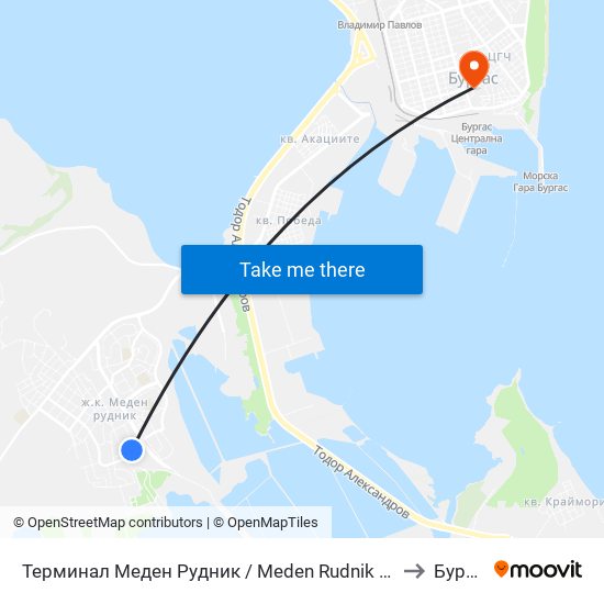 Терминал Меден Рудник / Meden Rudnik Terminus to Бургас map