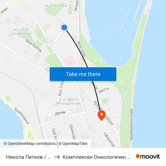 Никола Петков / Nikola Petkov to Комплексен Онкологичен Център-Бургас Еоод map