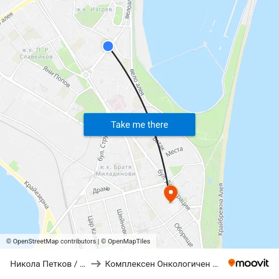 Никола Петков / Nikola Petkov to Комплексен Онкологичен Център-Бургас Еоод map