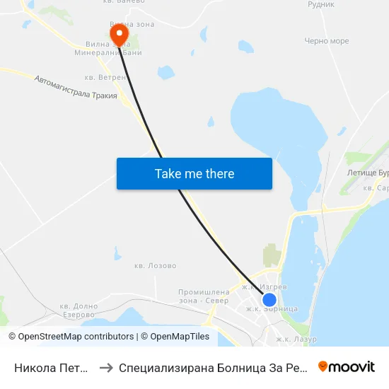 Никола Петков / Nikola Petkov to Специализирана Болница За Рехабилитация - Бургаски Минерални Бани map