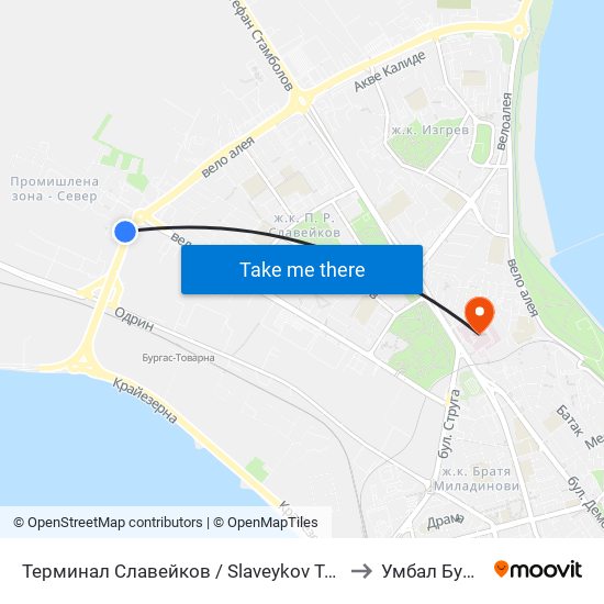 Терминал Славейков / Slaveykov Terminus to Умбал Бургас map