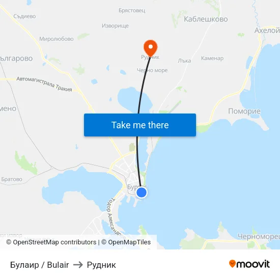 Булаир / Bulair to Рудник map