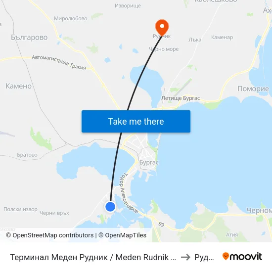 Терминал Меден Рудник / Meden Rudnik Terminus to Рудник map