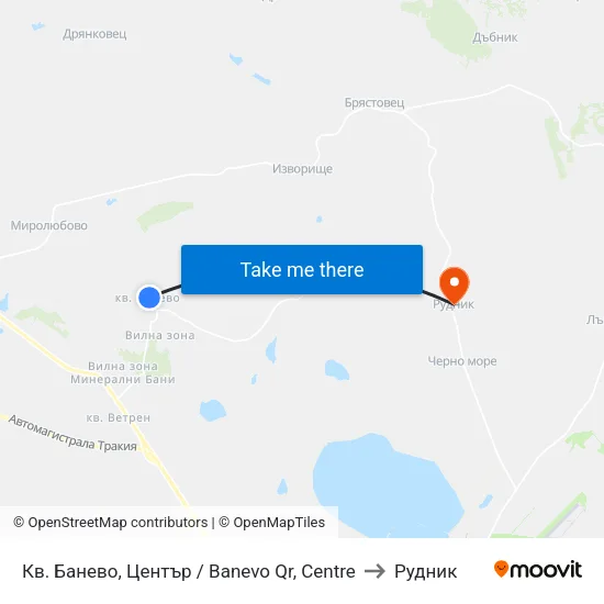 Кв. Банево, Център / Banevo Qr, Centre to Рудник map