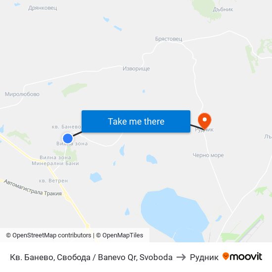 Кв. Банево, Свобода / Banevo Qr, Svoboda to Рудник map
