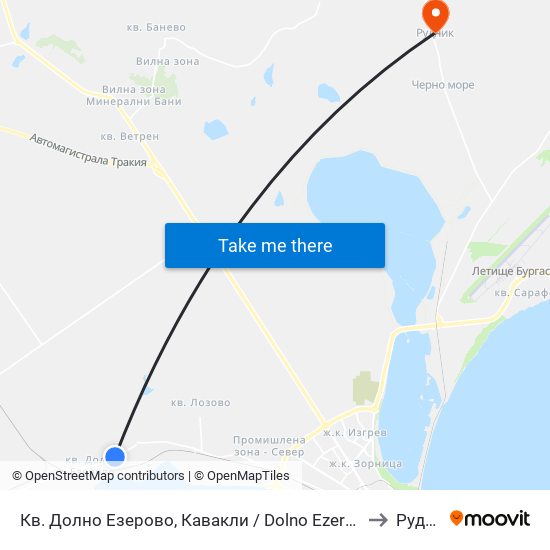 Кв. Долно Езерово, Кавакли / Dolno Ezerovo Qr, Kavakli to Рудник map