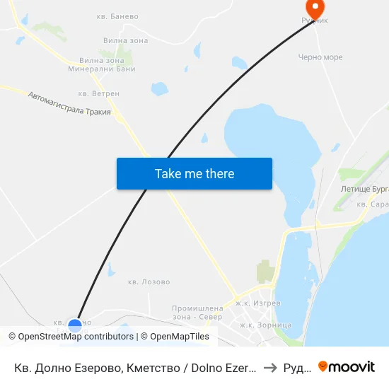 Кв. Долно Езерово, Кметство / Dolno Ezerovo Qr, Municipality to Рудник map