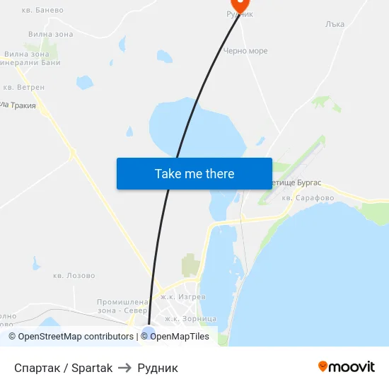 Спартак / Spartak to Рудник map