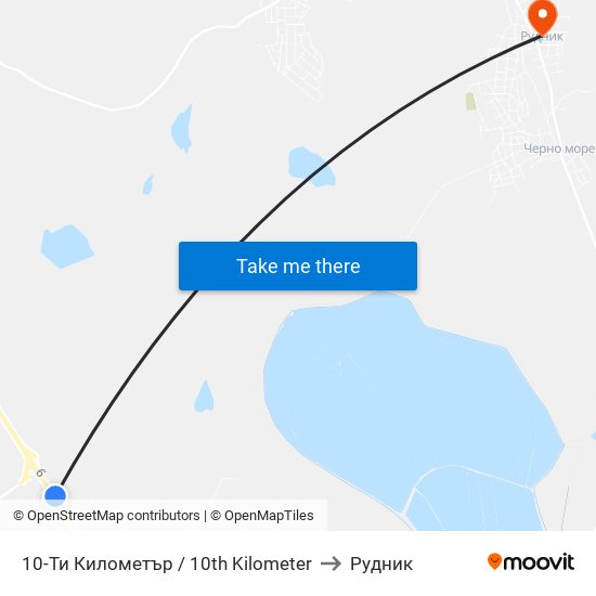 10-Ти Километър / 10th Kilometer to Рудник map