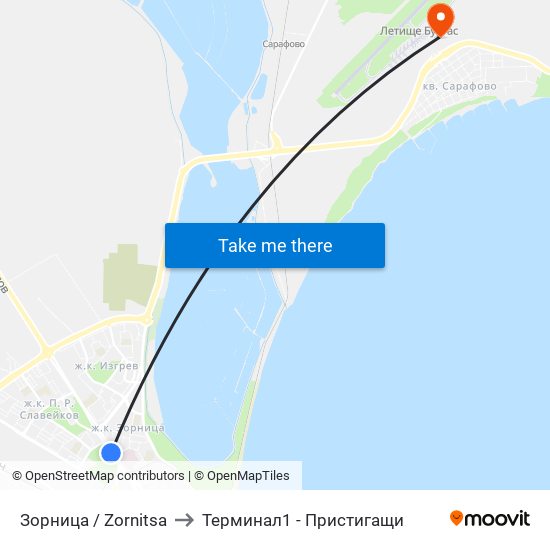 Зорница / Zornitsa to Терминал1 - Пристигащи map