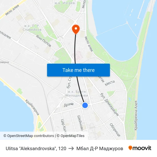 Ulitsa "Aleksandrovska", 120 to Мбал Д-Р Маджуров map