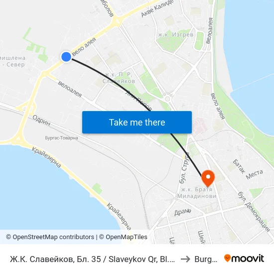 Ж.К. Славейков, Бл. 35 / Slaveykov Qr, Bl. 35 to Burgas map
