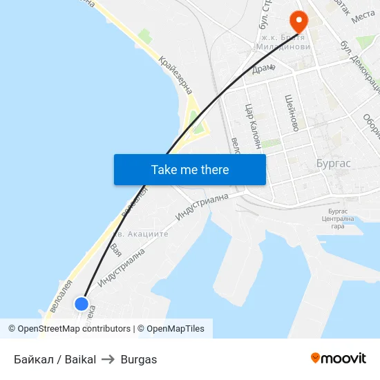 Байкал / Baikal to Burgas map