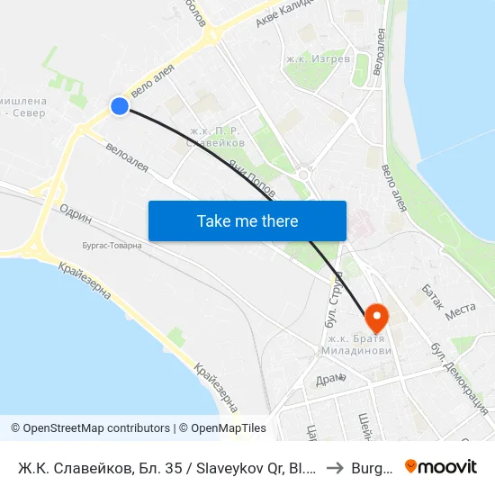 Slaveykov Quarter, Block 35 to Burgas map