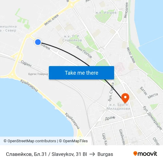 Slaveykov, Block 31 to Burgas map