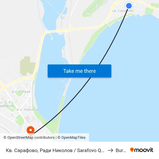 Sarafovo Quarter, Radi Nikolov to Burgas map