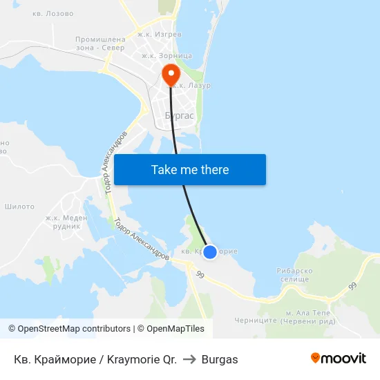 Kraymorie Quarter to Burgas map