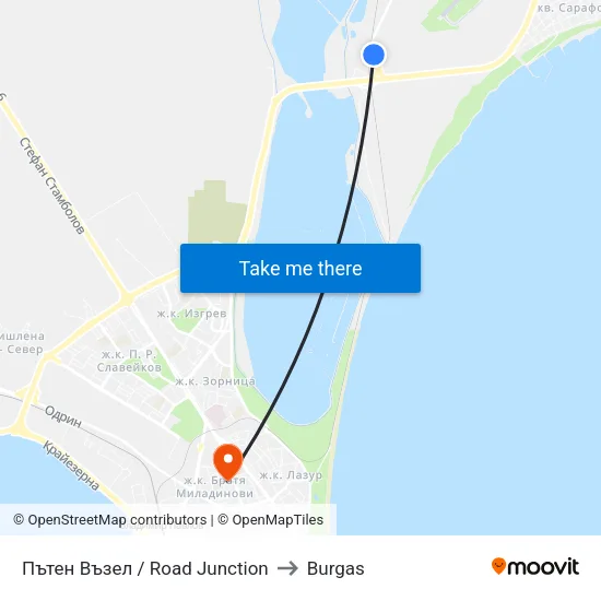Пътен Възел / Road Junction to Burgas map