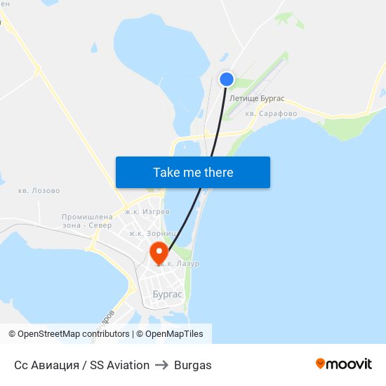 Сс Авиация / SS Aviation to Burgas map