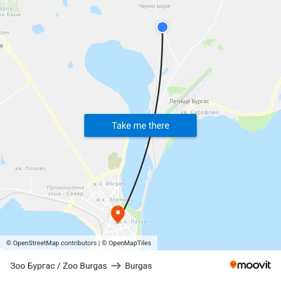 Зоо Бургас / Zoo Burgas to Burgas map