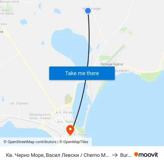 Кв. Черно Море, Васил Левски / Cherno More Qr, Vasil Levski to Burgas map