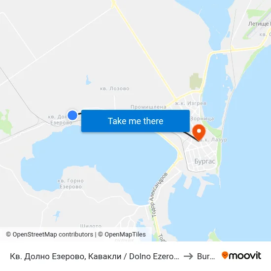 Кв. Долно Езерово, Кавакли / Dolno Ezerovo Qr, Kavakli to Burgas map