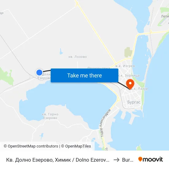 Dolno Ezerovo Quarter, Himik to Burgas map