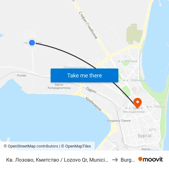 Кв. Лозово, Кметство / Lozovo Qr, Municipality to Burgas map