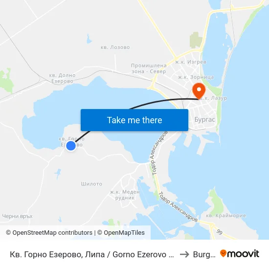 Кв. Горно Езерово, Липа / Gorno Ezerovo Qr, Lipa to Burgas map