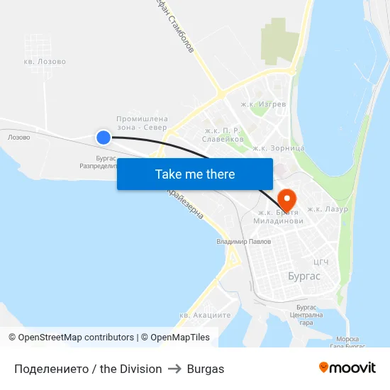 The Division to Burgas map